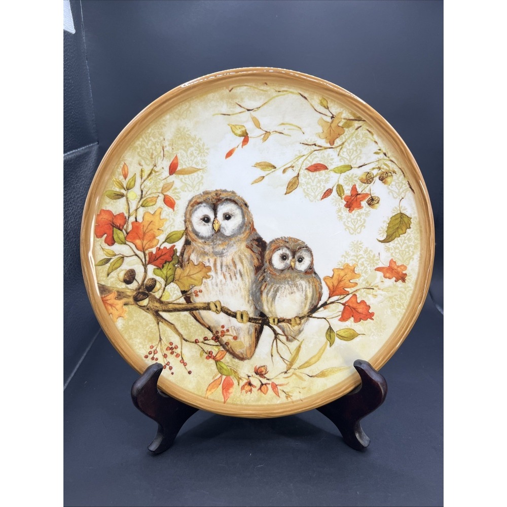 Certified International Susan Winget Autumn Owl Salad Plate 9" Fall Thanksgiving
